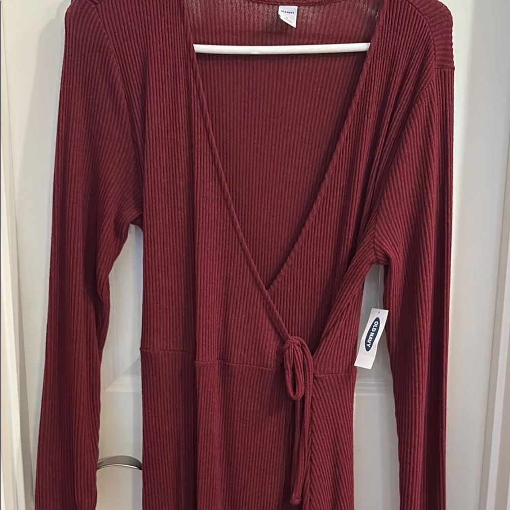 Old Navy Maroon Ribbed Knit Dress